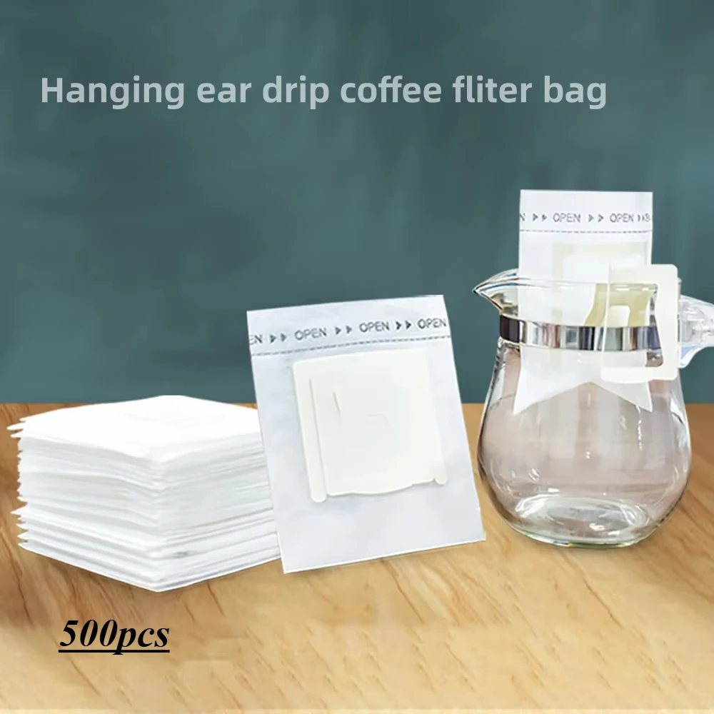 

500pcs Food Grade 3 Sided Seal Hanging Ear Single Serve Custom Empty Japanese Coffee Drip Packing Filter Packaging Bag
