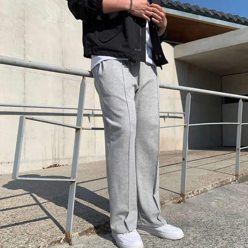 Usar solto em linha reta primavera e outono estilo moda casual esportes magro masculino jogging calças de fitness