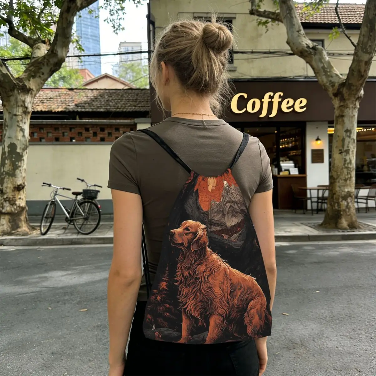 

Рюкзаки Golden Retriever Pine And Sunset, модные спортивные сумки с карманами на шнурке, сумки для книг, сумки для путешествий и школы