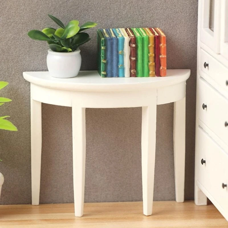 

Upgraded Miniature Half Round Side Table 1: 12 Scale Half-Moon Table for Decor 15UB