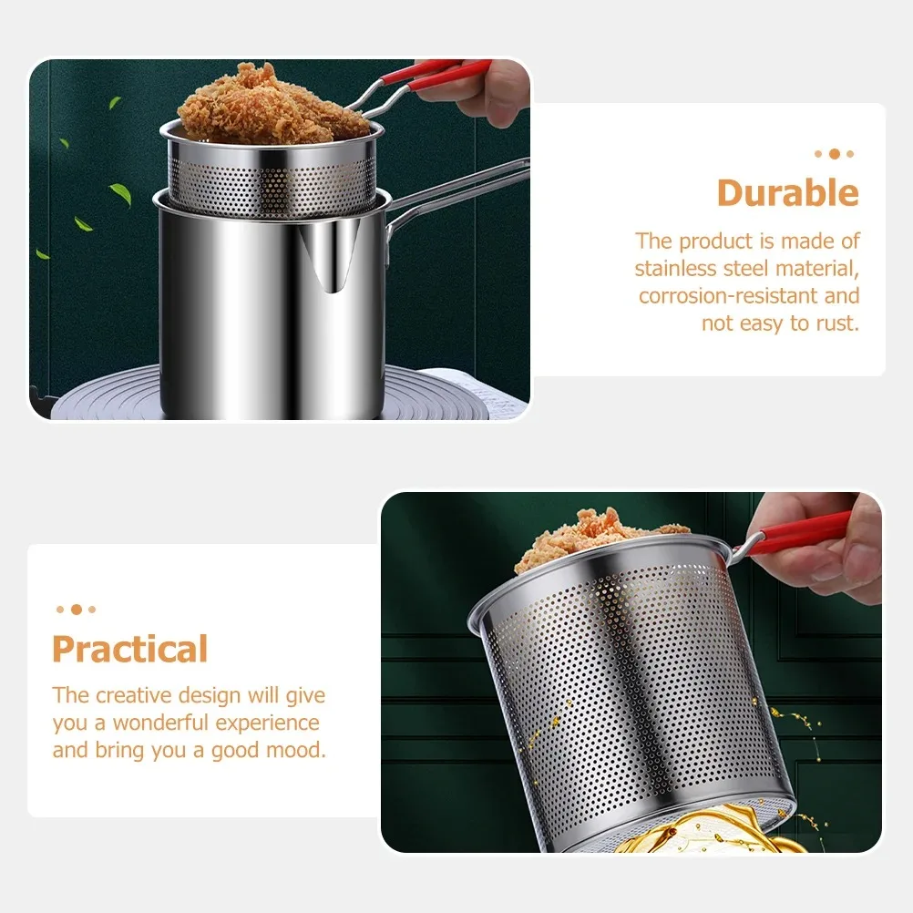 304 Stainless Steel Basket Pot Fryer Fry Deep Frying Fish Strainer French Japanese Chips Mesh Pasta Pan Wire Kitchen Turkey Onio