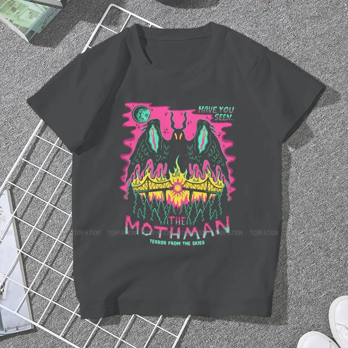 The Mothman Funny Classic Women TShirt Mothman Humanoid Creatures O Neck Girls Short Sleeve 5XL Lady T Shirt Funny Fashion Gift