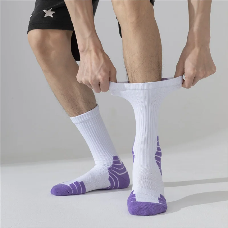 Football Basketball Badminton Socks Men's Mid-Calf Combat Elite Socks High-Top Compression Stockings Athletic Socks Breathable R