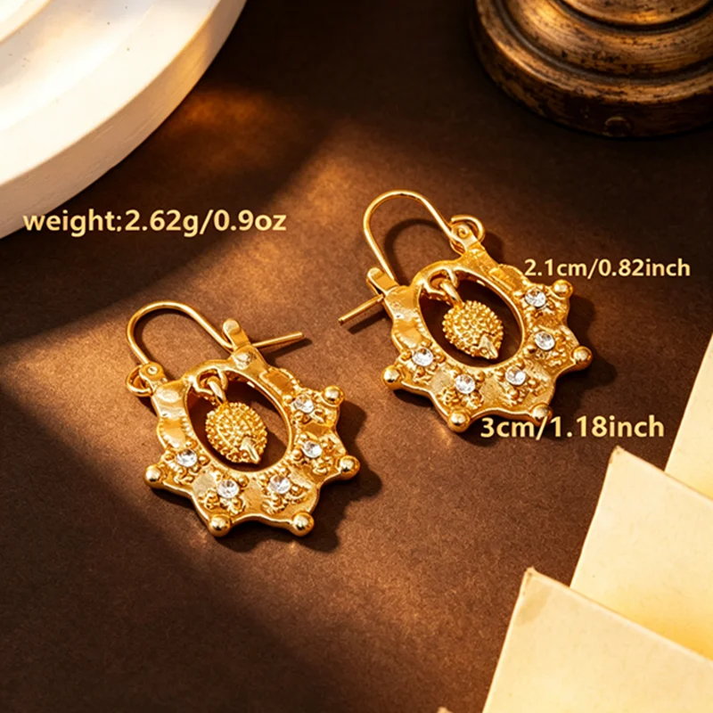 Middle Eastern Pinecone Drop Earrings Multi-Color Gemstone Inlay Exotic Luxury Wedding Jewelry