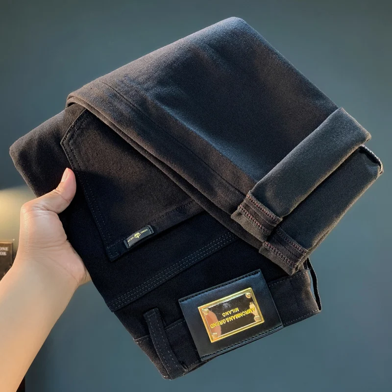 

Autumn black jeans men's 2025 new trend small straight foot casual high-end men's clothing elastic pants