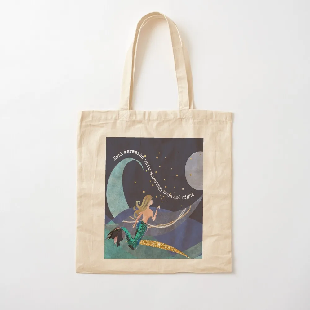 Calling all wild open water swimming, winter bathers. Born to swim mermaid design for swimmer lovers. Caroline Laursen  Tote Bag
