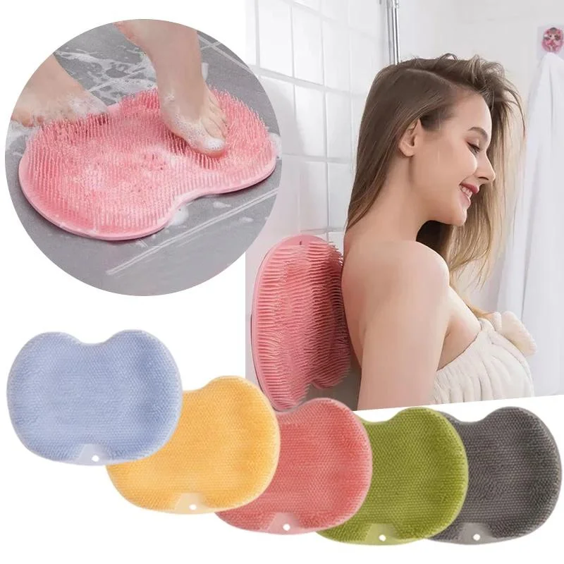 Dusche Fußbürste Massagematte Peeling Peeling Dusche Rückenbürste mit Saugnapf Fußwaschbürste Rutschfeste Silikon Badematte