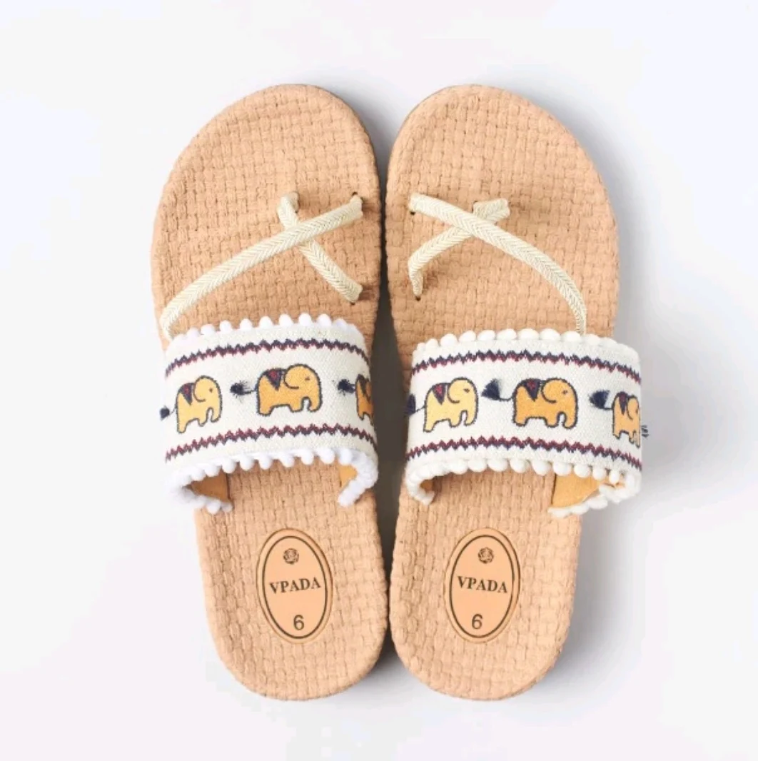 

VPADA Flat Bot Anti-Slip Sandals Retro Outdoor Beach Slippers Comfortable Cloth Upaded Version of Clog oes