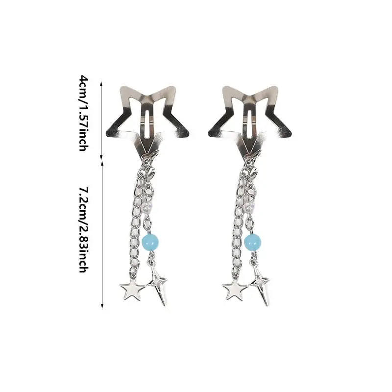 Pinces à cheveux pendantes à franges en forme d'étoile, 2/10 pièces, épingle à cheveux pour femmes et filles, Punk, pentagramme en métal BB, Barrettes, accessoires pour cheveux