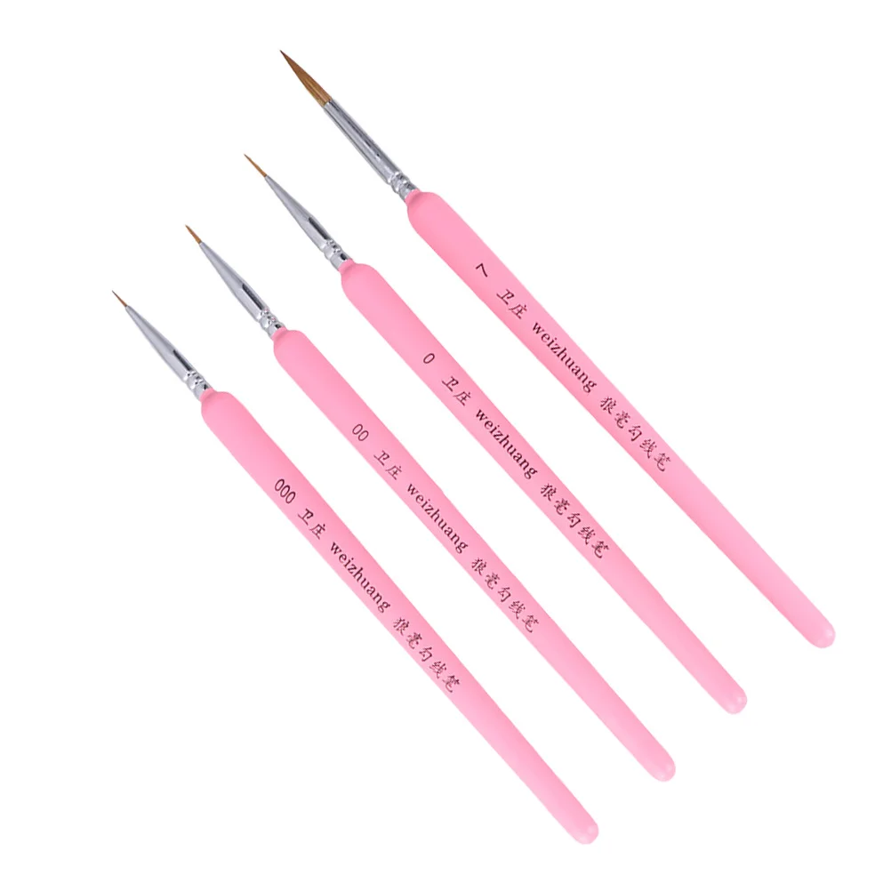 مجموعة فرش طلاء تفاصيل مكونة من 4 قطع من شعر الذئب ذو طرف رفيع لطلاء زيتي بألوان مائية من الأكريليك وتفصيل مصغر للفنانين في العمل للأطفال