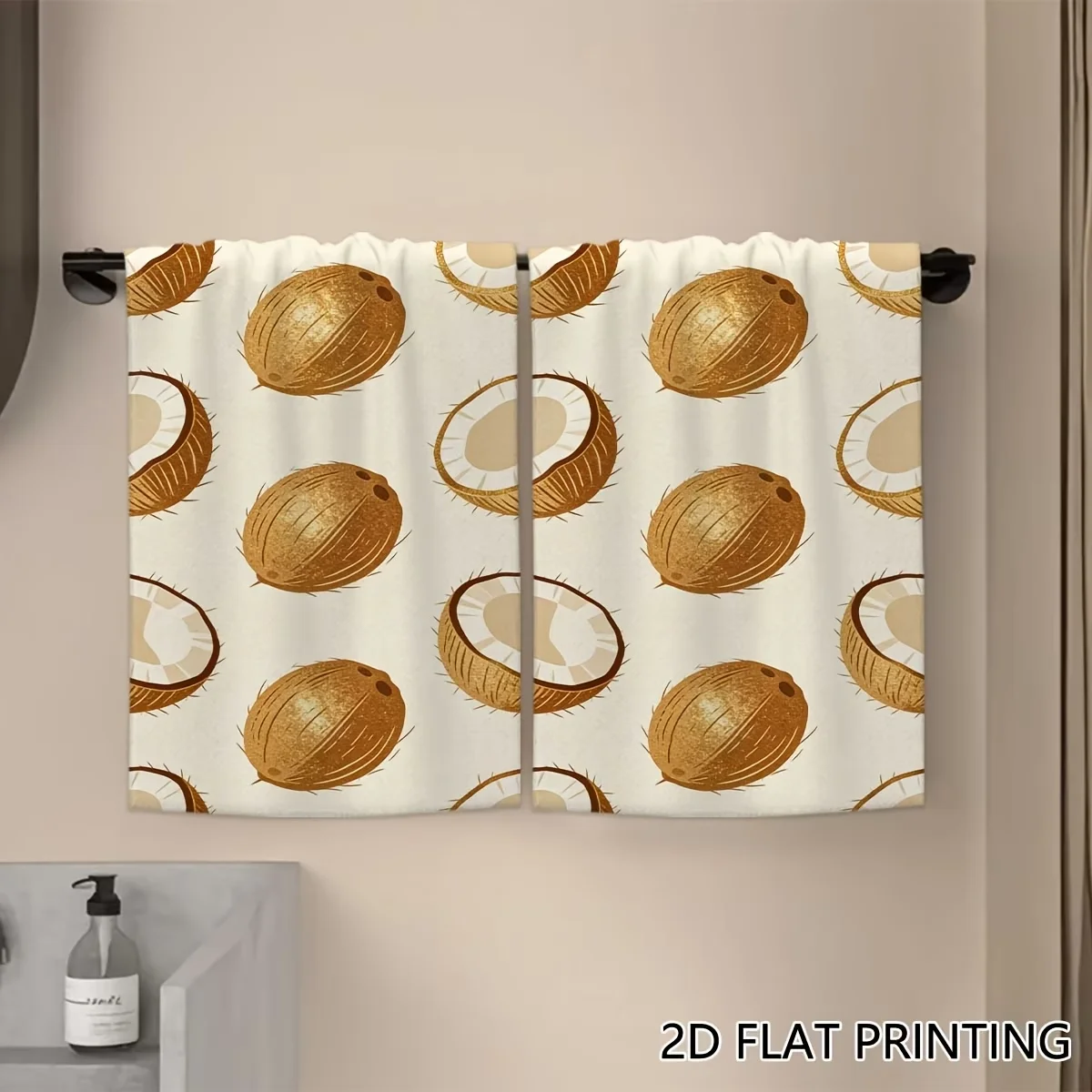 2-Pack of Rustic Towels with Brown Coconut Shell Print, Dish Towels, Hand Towels, Modern Art Kitchen Decor Towels, Neighbor Gifts, Sweet Housewarming Gifts for Friends, Mom Gifts, Friend Birthday Gifts. Spring and Summer Theme