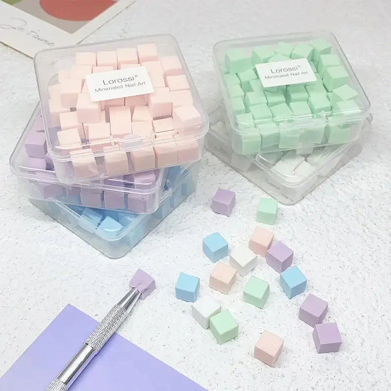 Mini éponge carrée pour ongles, 50 pièces, bouffante de poudre, outils de vernis Gel, maquillage, cosmétique, bloc tampon pour accessoires de manucure