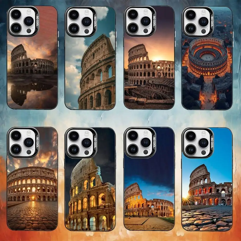 

Colosseum Rome Italy Phone Case For iPhone 17,16,15,14,13,12,11,Pro Max,Plus black Candy Silver Cover