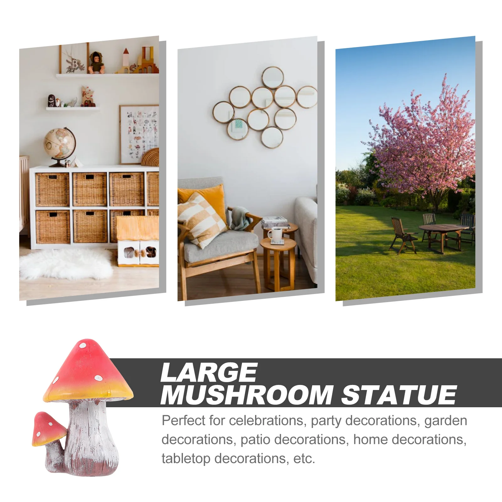 تمثال فطر كبير من الراتنج لتزيين الحديقة الخارجية في ساحة الحديقة والشرفة ديكور المنزل الخارجي تمثال الفطر الحرفي للمناظر الطبيعية