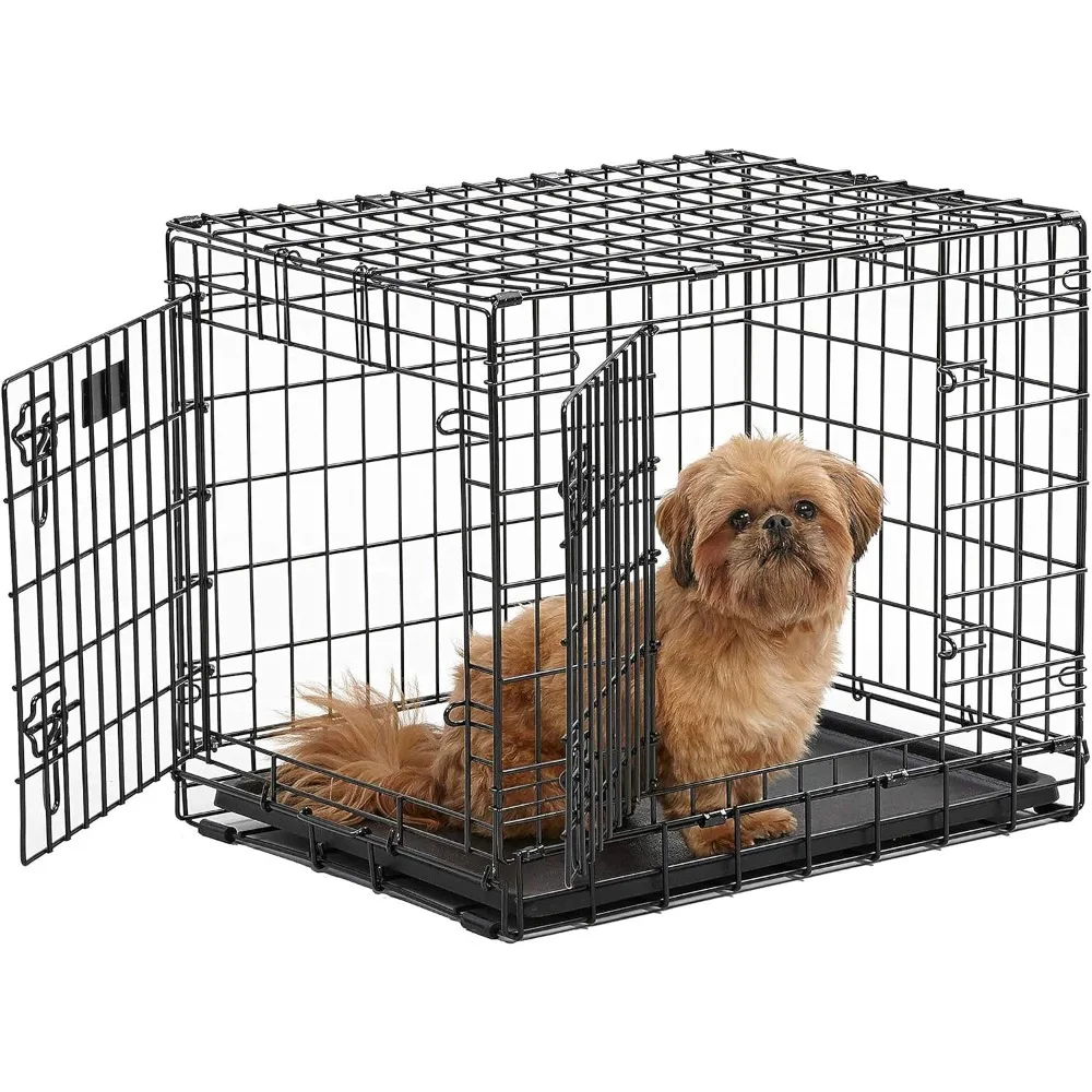 

MidWest Homes for Pets Ultima Pro Series 24' Dog Crate | Extra-Strong Double Door Folding Metal Dog Crate w/Divider Panel, Floor