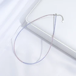 Necklaces for Women Imitation Cat's Eye Jewelry Party  925 Sterling Silver Chain Accessories For Choker 2MM Bead