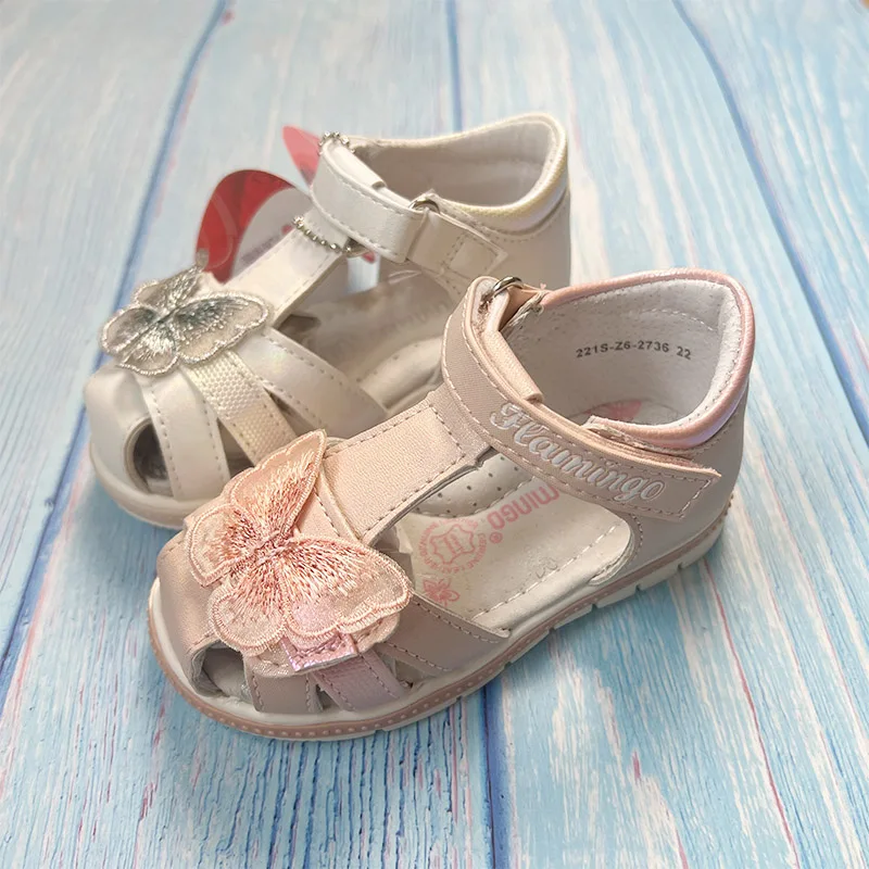 FLAMINGO kids sandals for Girls Hook& Loop Flat Arched Design Chlid Casual Princess Shoes Size 23-28 223S-2736/37