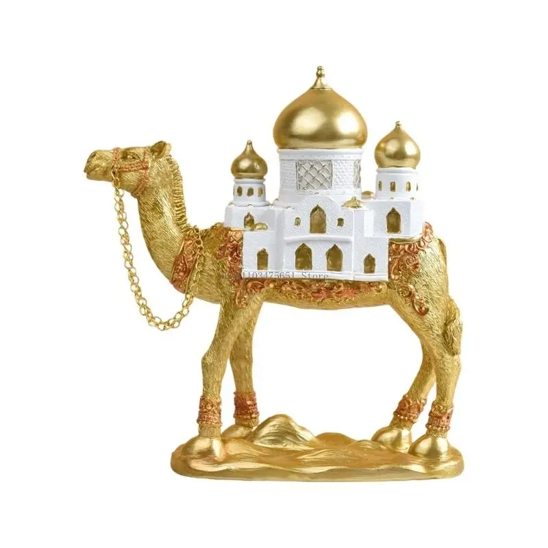  Ramadans Eid Mubarak Decors  Camels Statue Camels Figurine with Mosque Tower Table Ornament Home Decors Collections