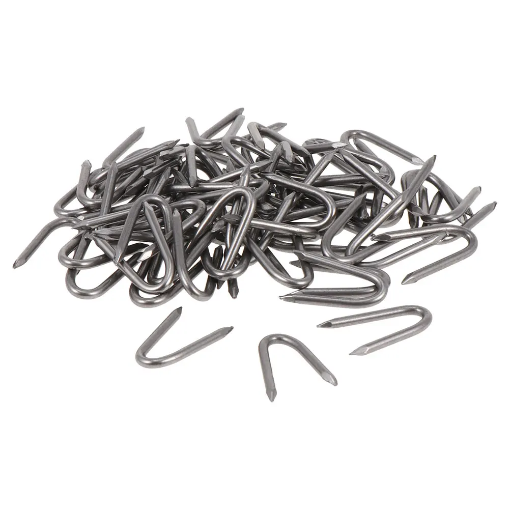 140 pezzi chiodi in ferro a forma di U graffette per recinzione filo di pollo picchetti per recinzione paletti metallici attrezzi da giardino design compatto durevole facile da usare