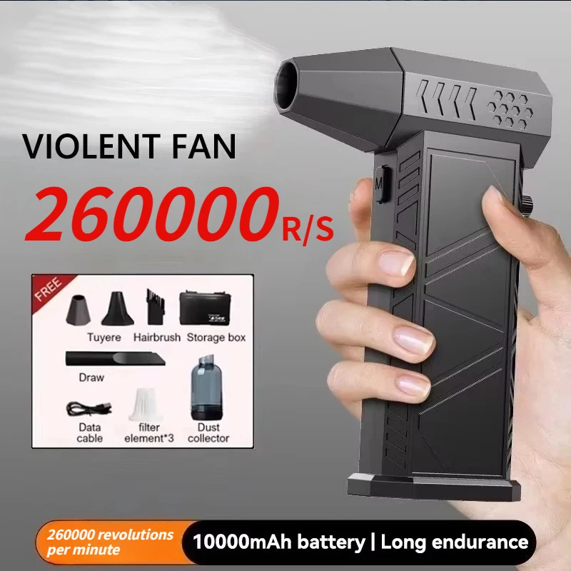 

New powerful fan - High-efficiency dust-collecting air blower - Strong wind force - 58 meters/second - Brushless turbine jet fan