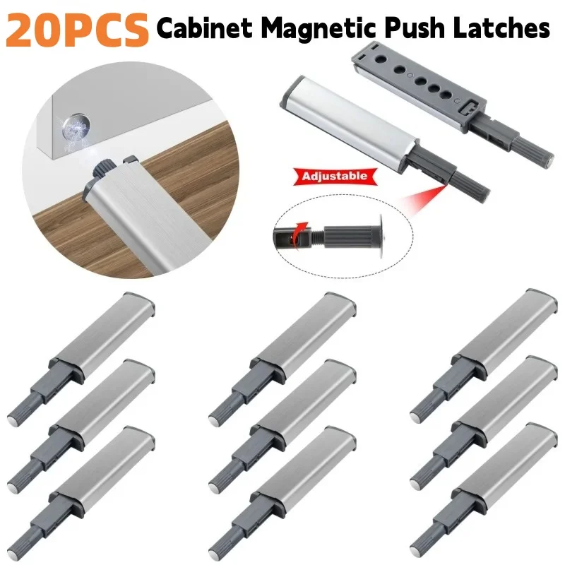 20er-Pack Edelstahl Magnetische Druckverschlüsse für Schränke Push-to-Open Schranktürbeschläge Berührungssensor-Verschluss Küchentür-Druckverschluss