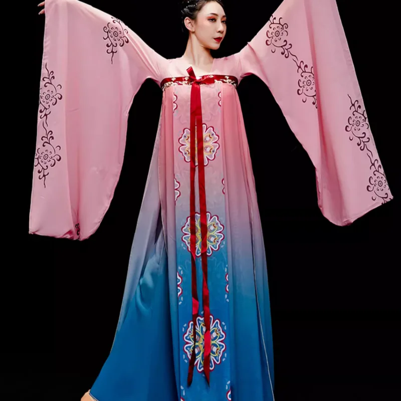 

Chinese Style Women's Wide Sleeved Hanfu Dance Costume Classical Dance Art Exam Costume