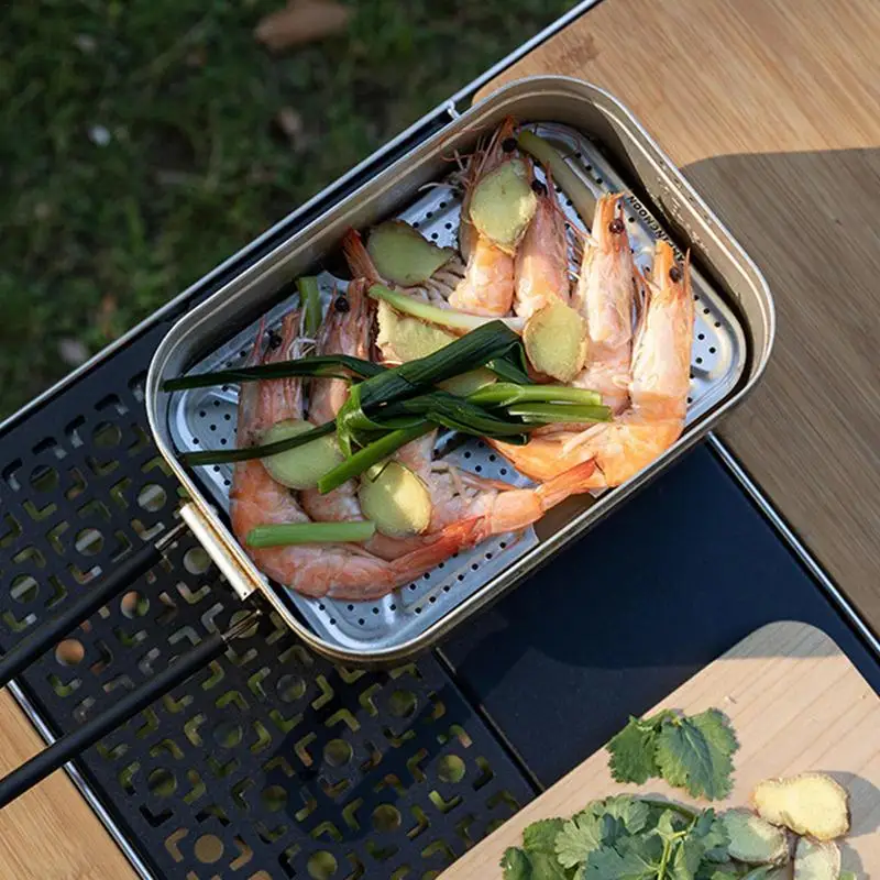 Outdoor Steaming Rack Steamer Insert Steaming Rack Stainless Steel Food Steamer Multifunction Steam Tray Lunch Box Bottom Net