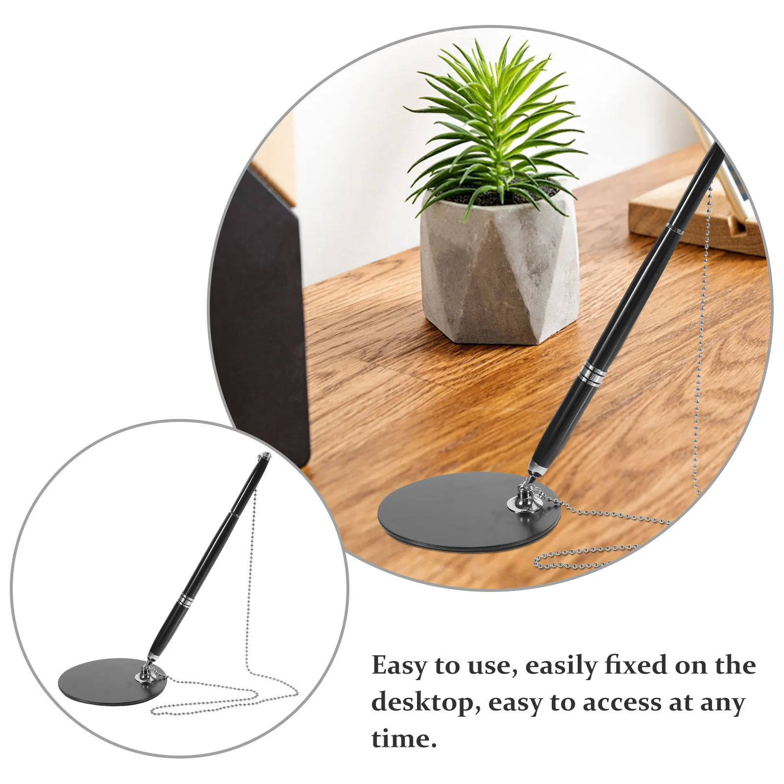 

Black 0.5mm Stainless Steel Business Signature Pen Golden Accessories Office Desk Fixed Writing Table Standing Design
