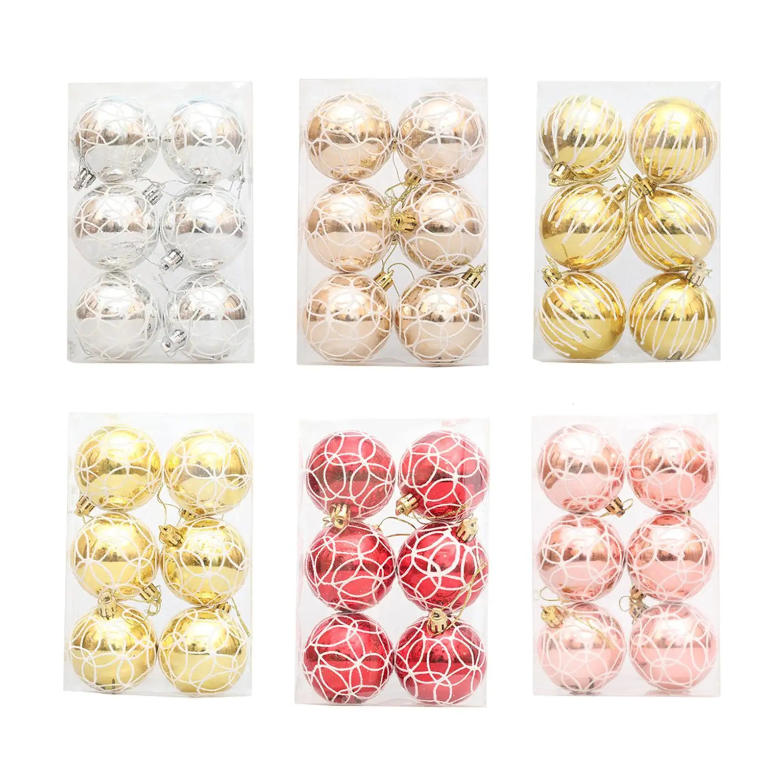 6x Christmas Ball Ornaments Decorative Xmas Balls Baubles 6cm Christmas Tree Hanging Ornaments for Wreath Garland Home Indoor