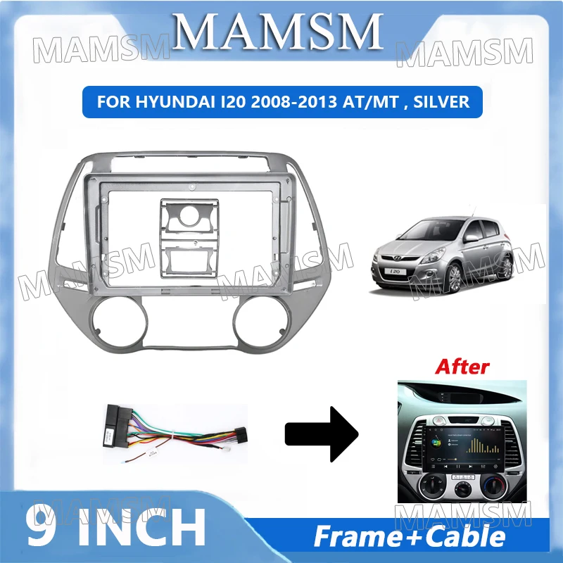 

9 дюймов для HYUNDAI I20 2008-2013 AT/MT автомобильный радиоприемник, автомобильная радиопанель, Проволочная втулка, рамка, приборная панель, оригинальные аксессуары