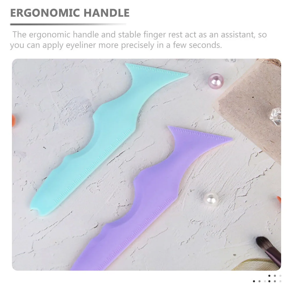 แม่แบบอายไลเนอร์ซิลิโคนแบบพรีเมียม 2 ชิ้น ใช้ซ้ำได้ สำหรับแต่งตา ทาลิปสติก และมาส์กหน้า