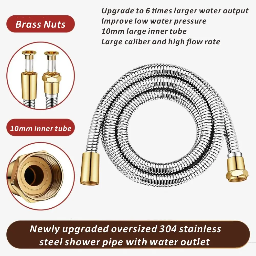 

Новинка, 1 шт., 1,5/2/3 м, SUS 304, гибкий душевой шланг, длинный удлинитель для ванной комнаты с большим расходом, водопроводная труба, аксессуары для ванной комнаты