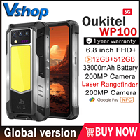 Oukitel WP100 Rugged Phone Laser Rangefinder 12GB+512GB 33000mAh 66W 200MP Camera 6.8 inch Android 14 MTK 7300 NFC 5G CellPhone