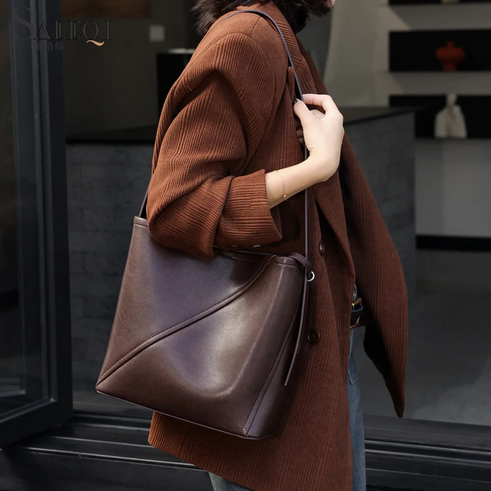 

Genuine Grade Cow Leather Fashion Ladeis Shoulder Crossbody Underarm Coffe Bags Luxury Designer Brand Women Black Handbags Brown