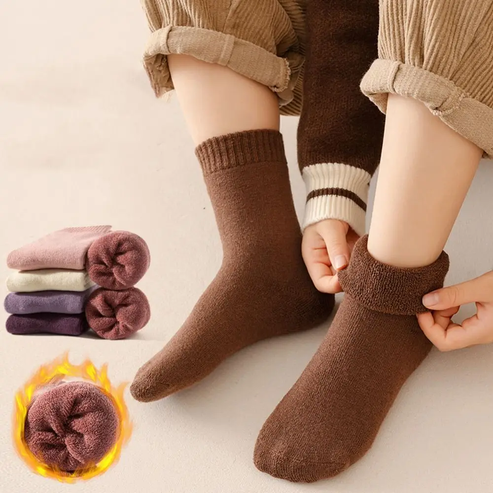 5Pairs Short Tube Kids Thicken Socks Sleeping Warm Girls Floor Plush Socks Hosiery Cute Children's Winter Socks Children