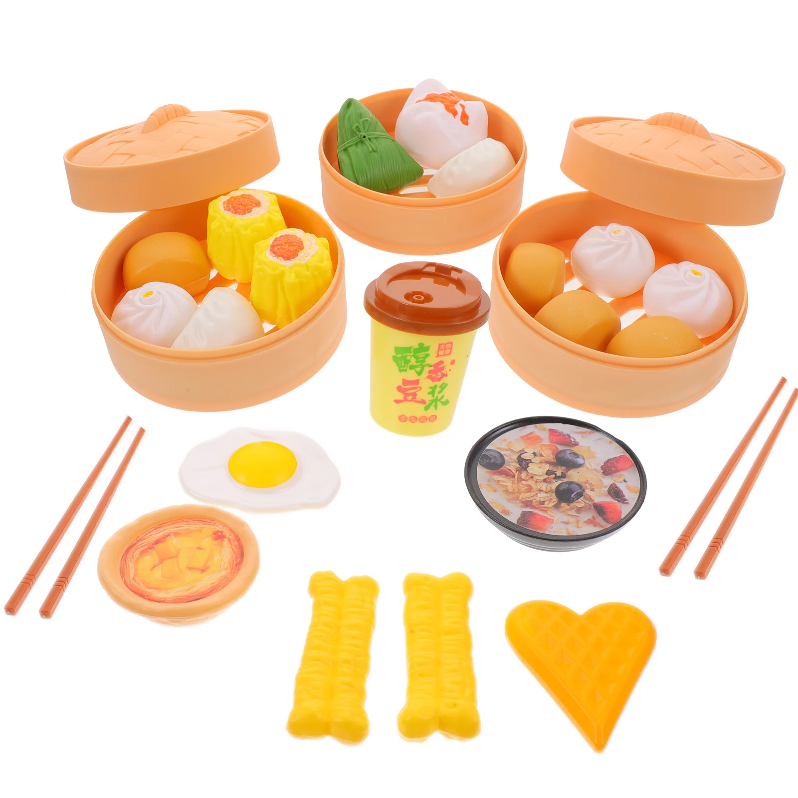 

58 Pcs Kitchen Toys Play Food and Dishes Pretend Steamed Buns Childrens Children's Accessories Toddler