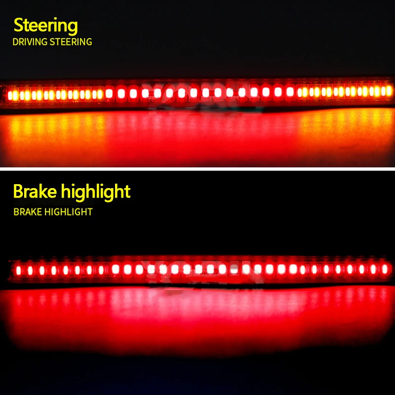 Motorcycle 48SMD Light Bar Flexible Strip Tail Turn Signal Tail Rear Brake Stop Bulb Lamp Brake Light 3528SMD 3014SMD Dual