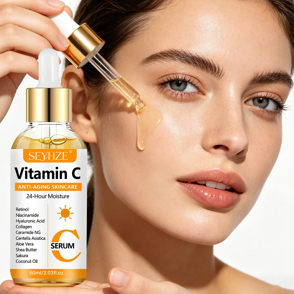 SEYHZE Vitamin C Face Serum 40ml/60ml – Brightening & Firming Serum with Niacinamide, Collagen, Ceramides & Rose, Deep Hydration