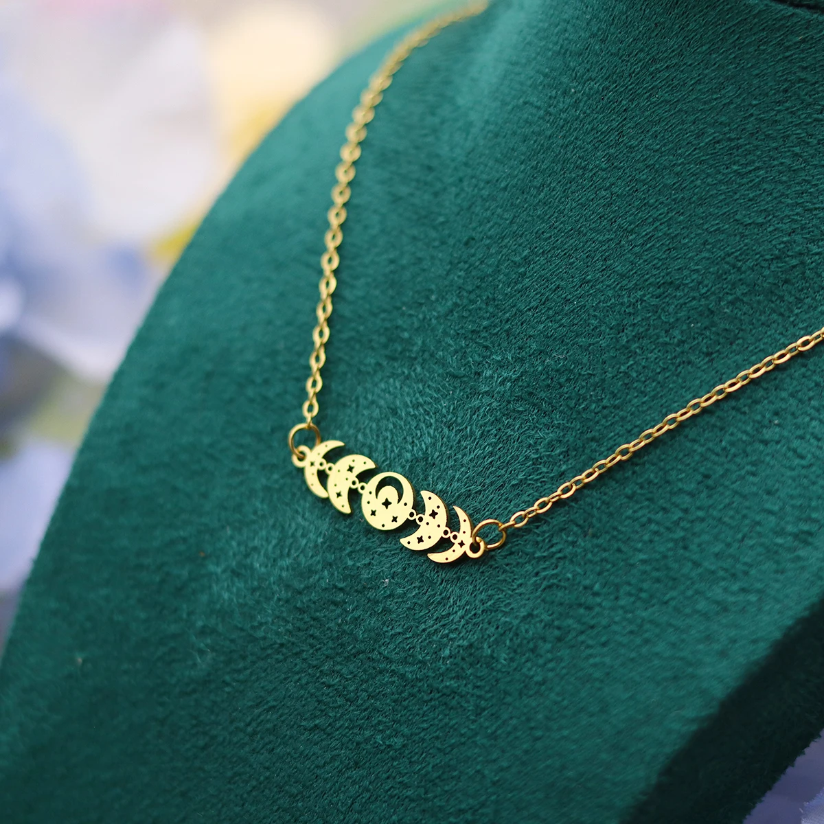 كينيتيال خمر السماوية القمر المرحلة المختنق قلادة بوهو القوطية الساحرة لونا قلادة قلادة مجوهرات للنساء #4