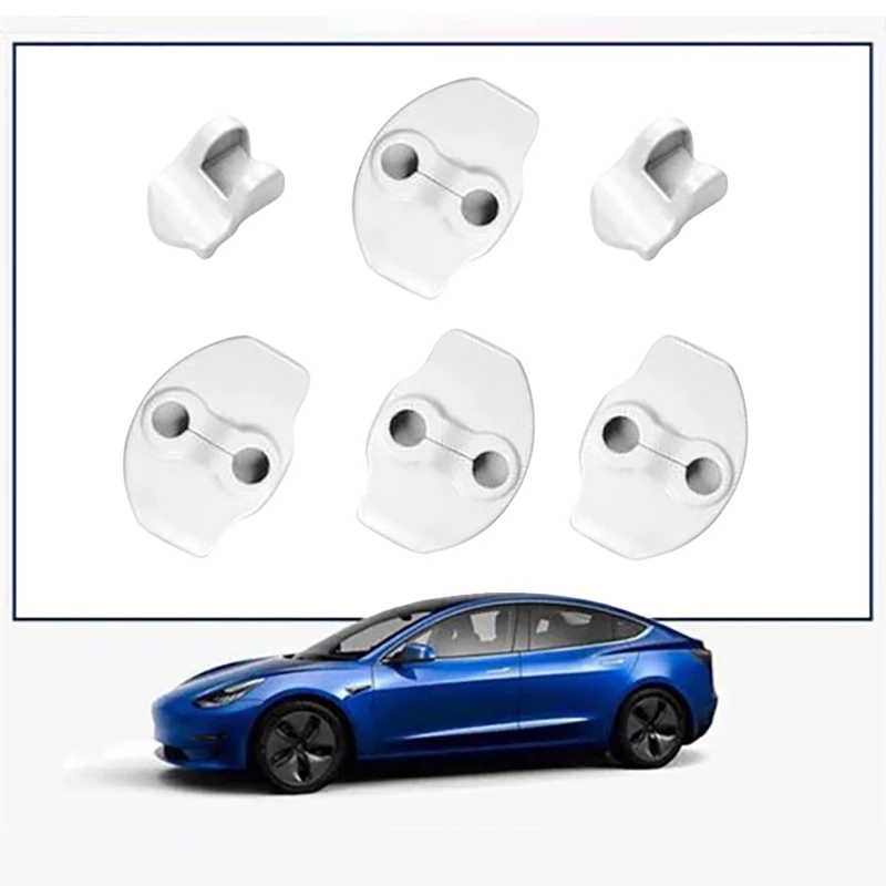 Cubierta de cerradura de puerta para Tesla Model 3, Pestillos protectores, cubiertas de Tope de puerta, juego de 6 accesorios interiores