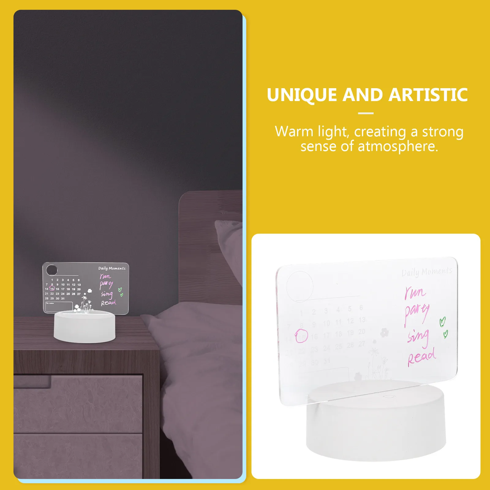 

Ночник-календарь DIY с сенсорным управлением, регулируемой яркостью, USB, маленькая лампа для спальни, детской комнаты, защита глаз, акриловое изделие