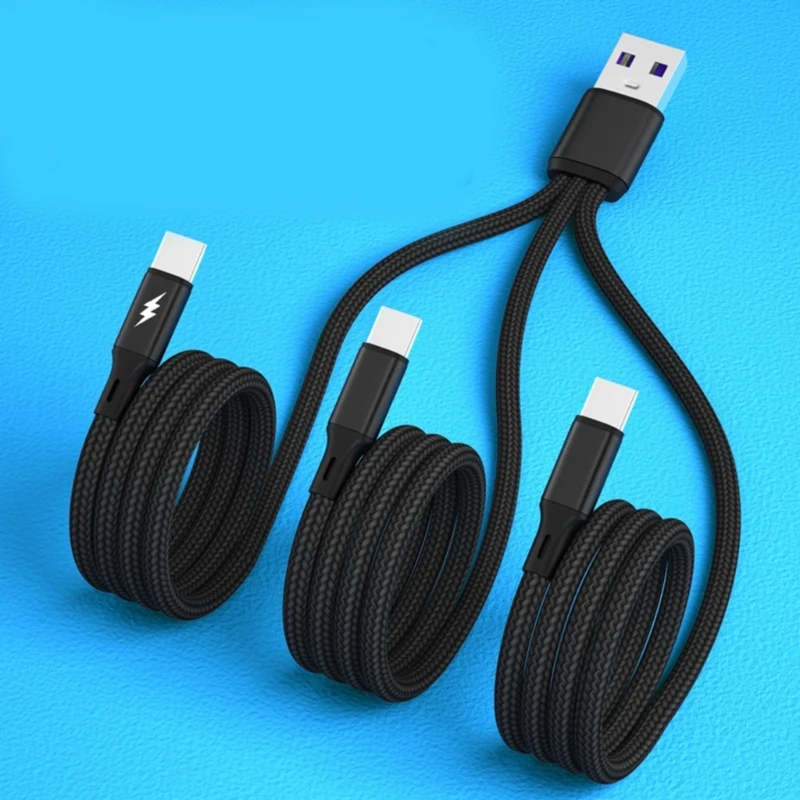 20cm/116cm 3 in 1 Quick Charging Cord USB to 3x Type-C Connectors Charger Cable 5V Multiple Type-C Port Charging Line