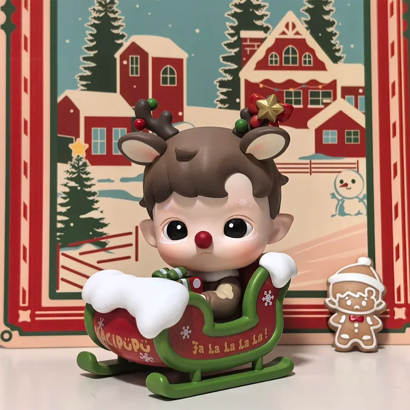 Hacipupu Christmas Sleigh Little Elk Action Figures Hanging Card Toys Cute Hacipupu Model Anime Figures Collectible Christmas