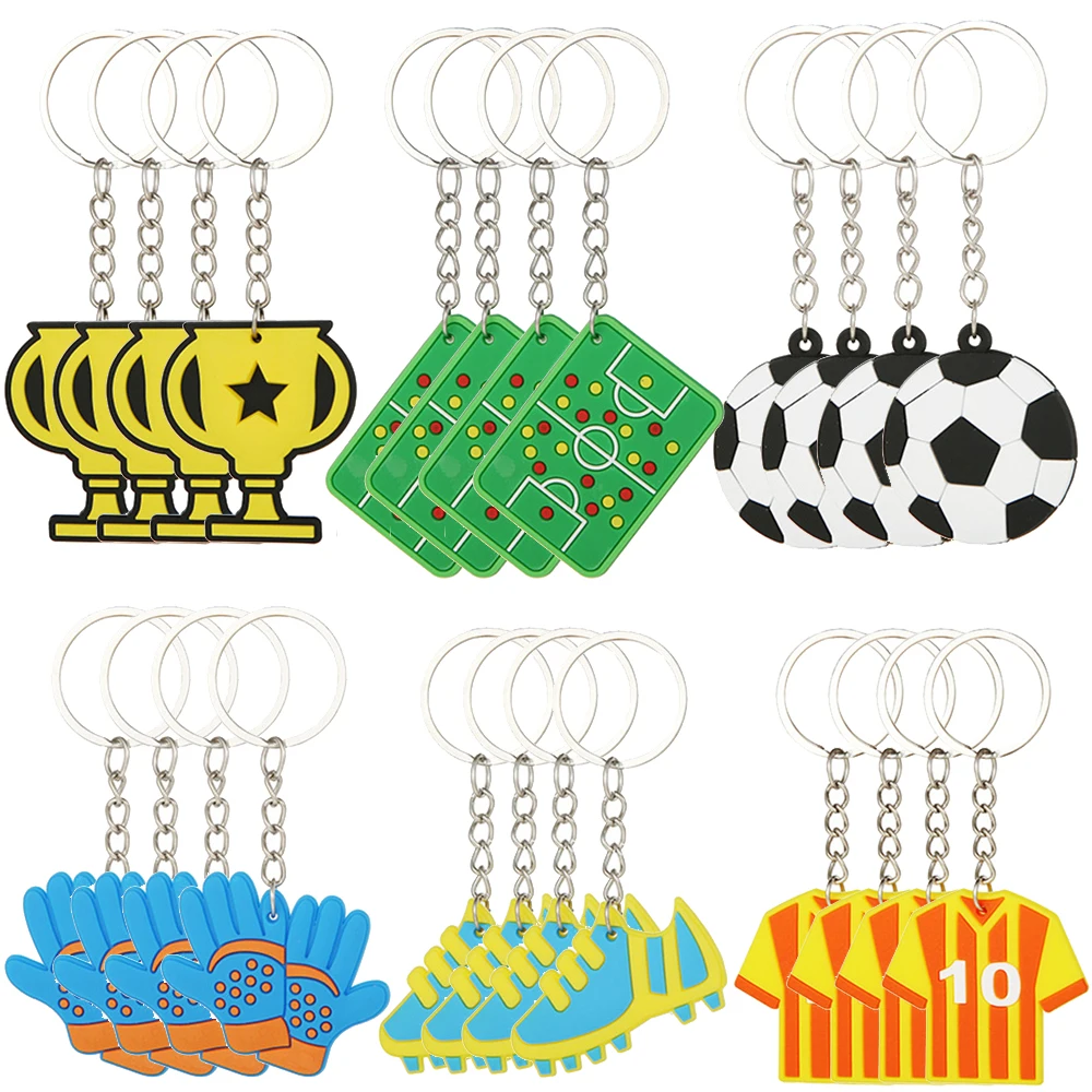 6/12/18/24 قطعة حفلة كرة القدم المفضلة سيليكون المفاتيح كرة القدم جيرسي الكأس المفاتيح كرة القدم عيد ميلاد ديكور حقيبة حفلات هدية الحشو