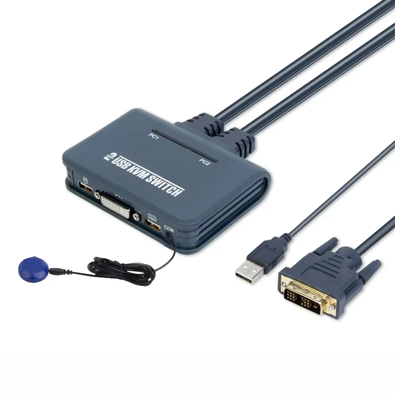 DVI Switch With wire Control Switch 2 In 1 Out USB Mouse And Keyboard Monitor  Sharing HD Computer Screen Kvm Switch