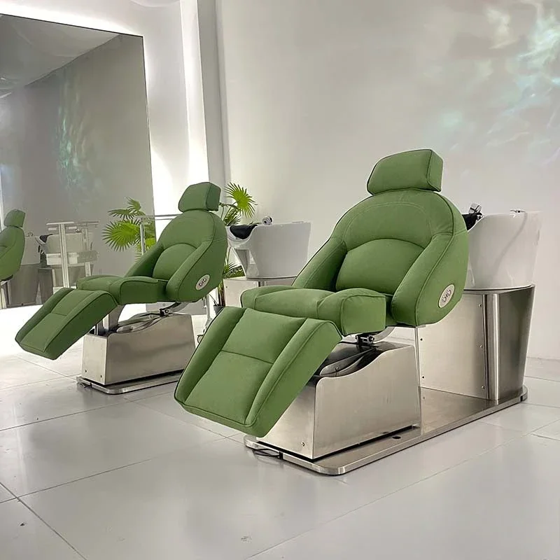 New Electric Shampoo Chair Salon Semi-Lying High-End Ceramic Basin Flushing Bed Massage Couch