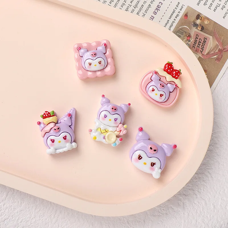 10PCS Kawai cartoon bright surface Purple cake biscuits Resin Flat Back Scrapbook  DIY Bow Decor Accessories Crafts