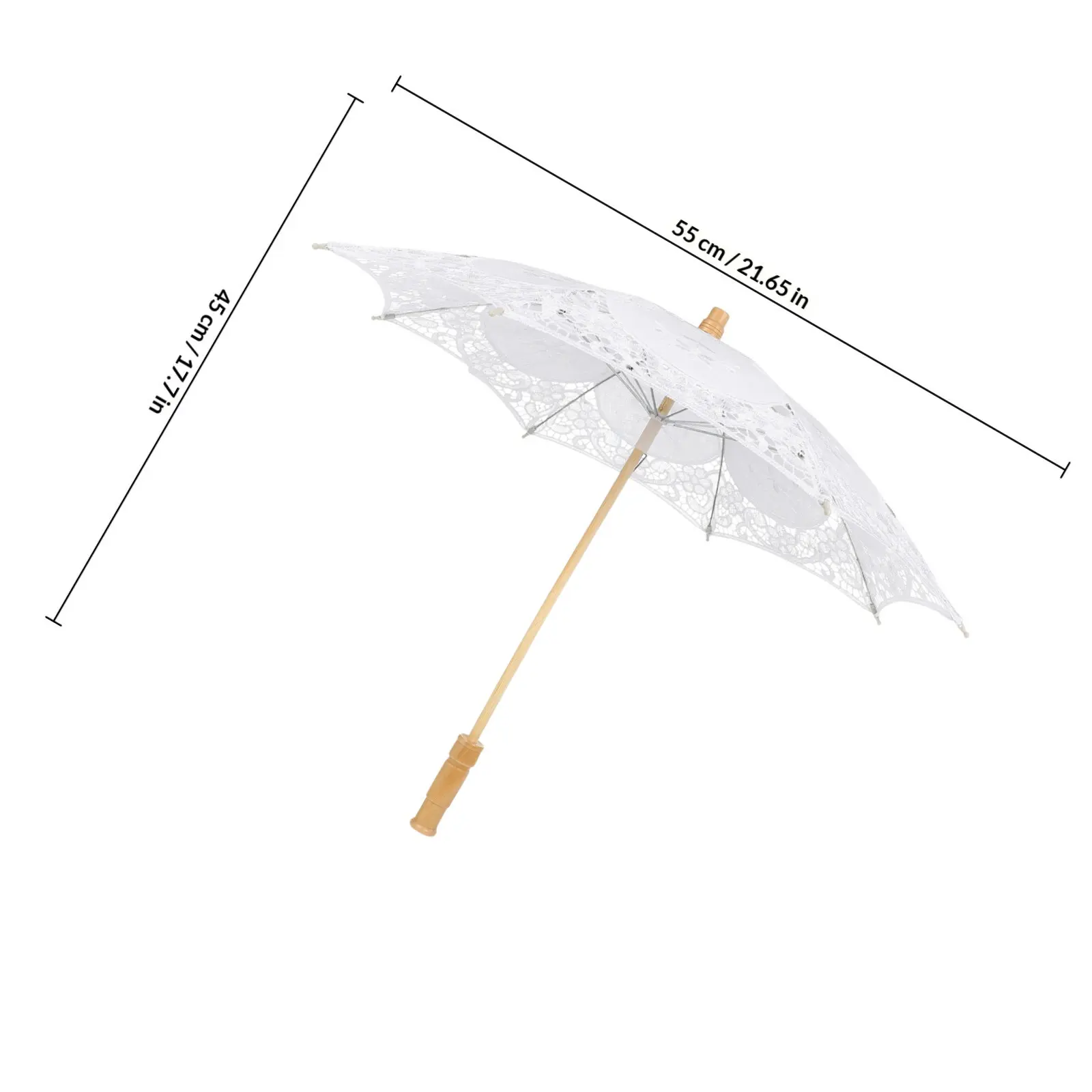 Pure White Lace Umbrella Handmade Bridal Embroidered Parasol Wooden Handle Photography Prop Wedding Decoration Pastoral Vintage view 4