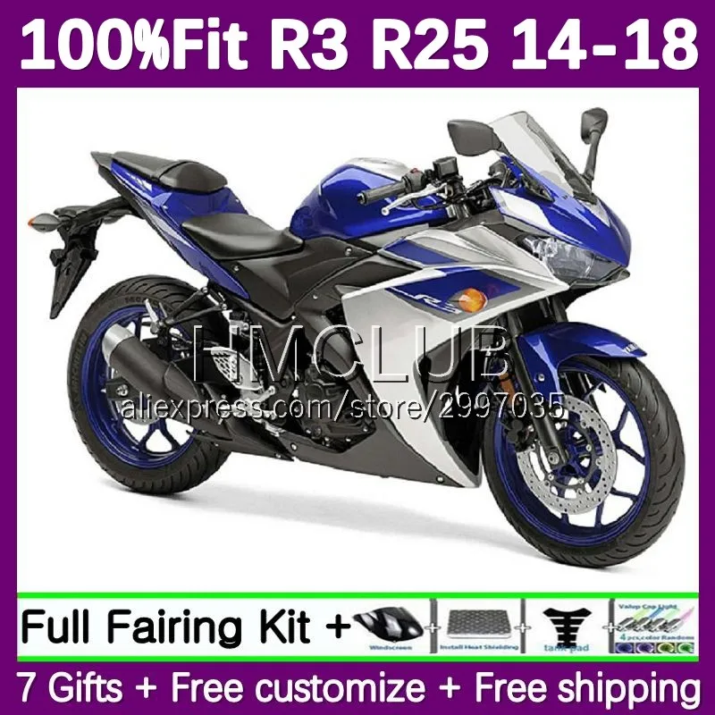 OEM Fairing For YAMAHA YZF R3 R25 R 3 25 144No.38 YZFR25 YZFR3 14 15 16 17 18 YZF-R25 2014 2015 2016 2017 2018 Body blue white