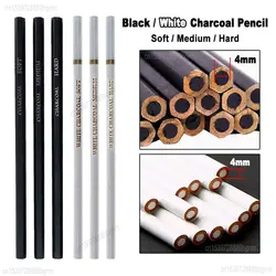 3Pcs 6Pcs Set Black White Sketch Charcoal Pencil Soft Medium Hard 4mm Lead Core Art Drawing Shadow Highlight Details Processing